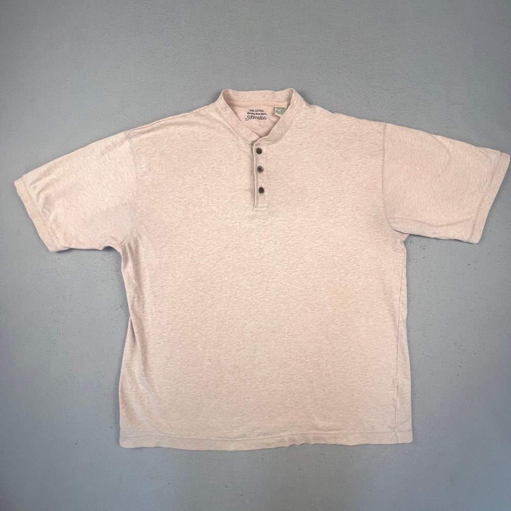 St. Johns Bay Henley Knit Shirt Mens XL Short Sleeve Cotton Casual Basic